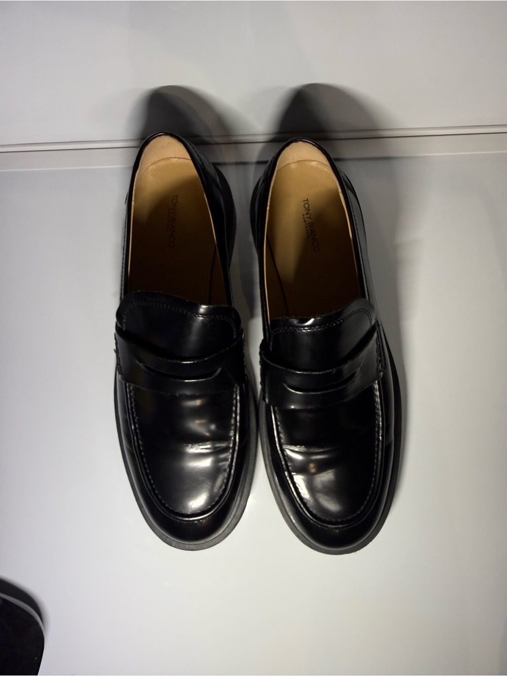 Tony bianco women’s Black Leather Penny Loafers size 8.5